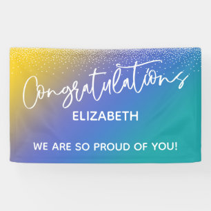 Congratulations Yellow, Blue & Teal Ombre Banner