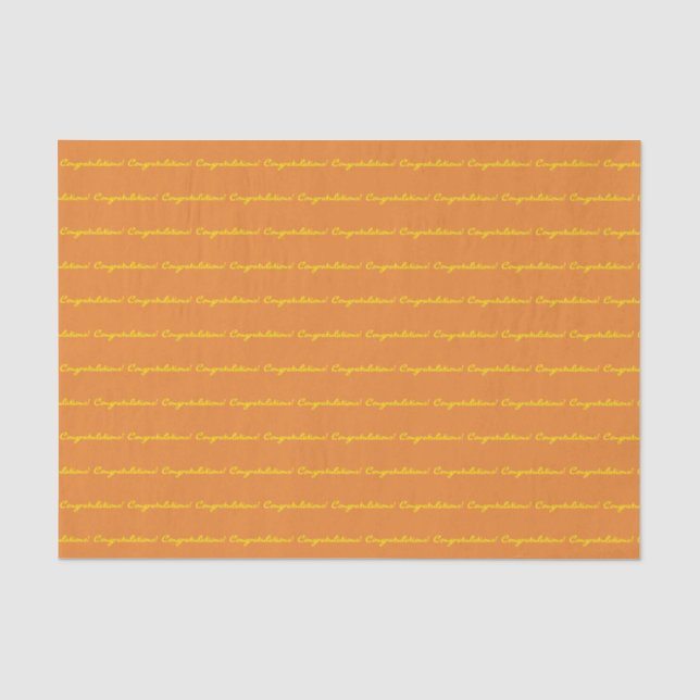 Congratulations! Yellow Casual Script Repeating Tissue Paper (Front)