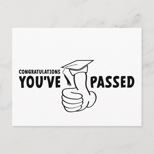 Congratulations, you passed, diploma postcard (Front)