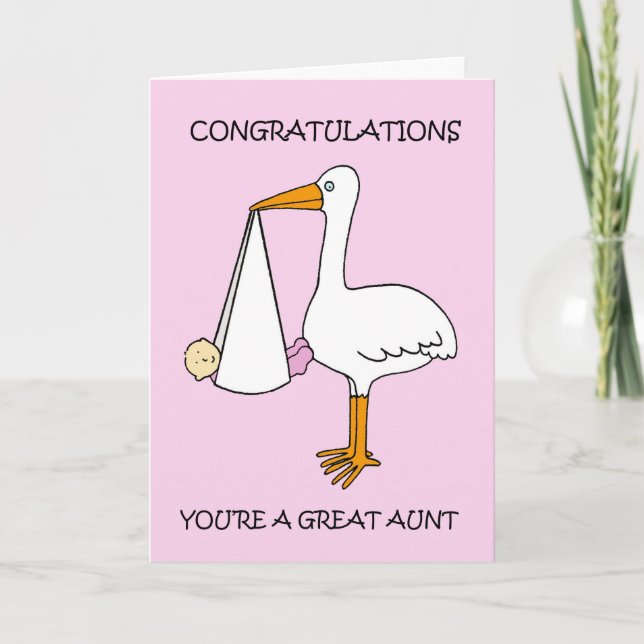Congratulations You're a Great Aunt to Baby Girl Card (Front)