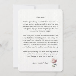 Congratulatory text for mum Happy Mother's Day Thank You Card
