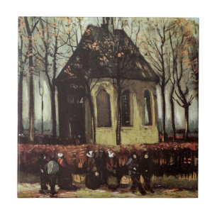 Congregation at Church, Nuenen by Vincent van Gogh Ceramic Tile