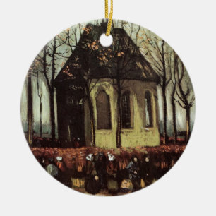 Congregation at Church, Nuenen by Vincent van Gogh Ceramic Tree Decoration