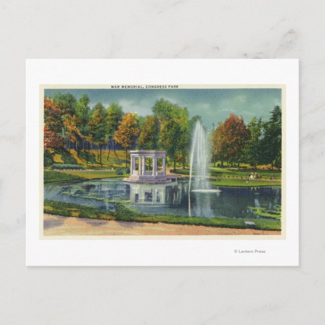Congress Park War Memorial View Postcard (Front)
