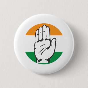 Congress Party of India Hand Symbol 6 Cm Round Badge