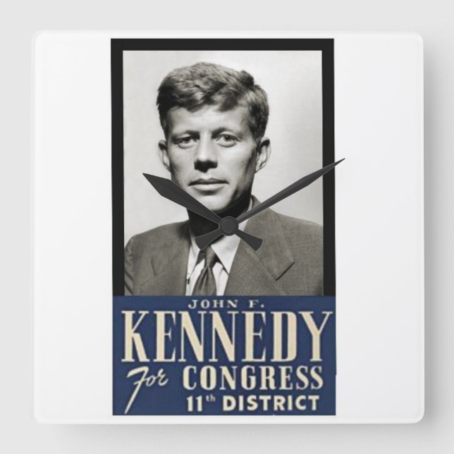 Congressman John F. Kennedy circa 1946 Square Wall Clock (Front)