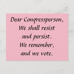 Congressperson Persist Resist Remember Vote Postcard