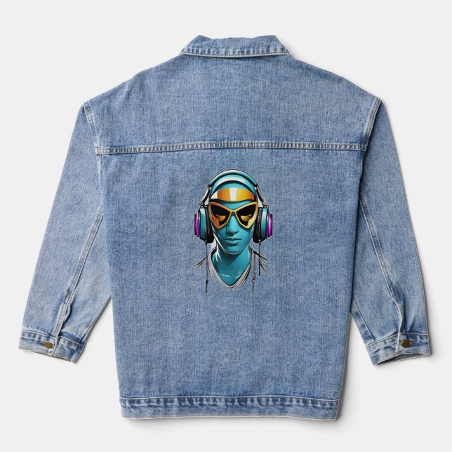 conic DJ Mask Logo Denim Jacket (Back)