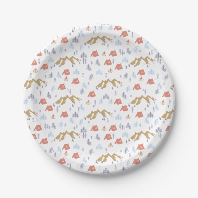 Coniferous Forest Camping Paper Plate (Front)