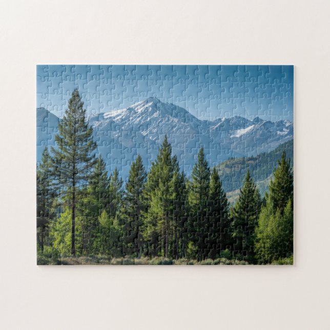 Coniferous Trees with Mountain Background Jigsaw Puzzle (Horizontal)