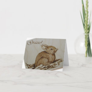 Coniglietto - Grazie! - Pirografia Thank You Card