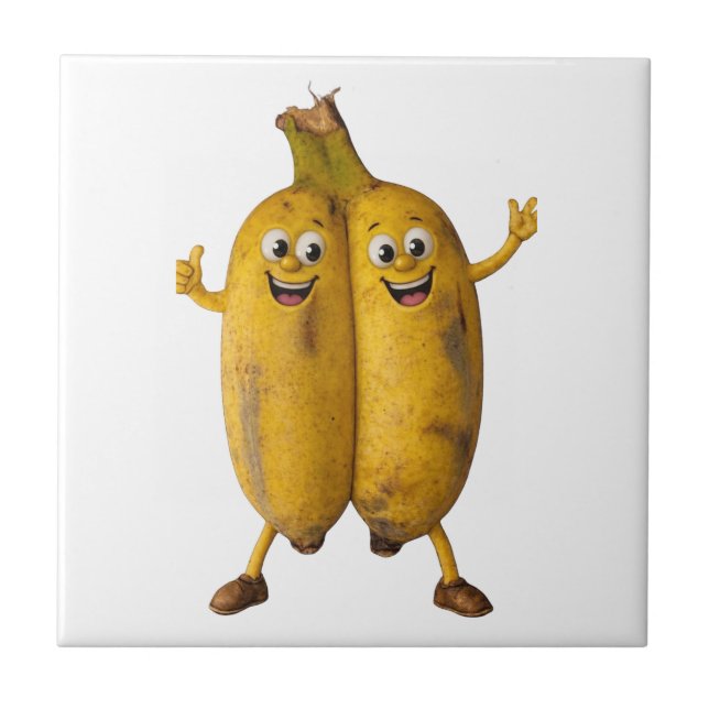 Conjoined Bananas Comedy Duo Ceramic Tile (Front)