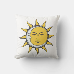 Conjunction of Golden Sun and Silver Moon on White Cushion