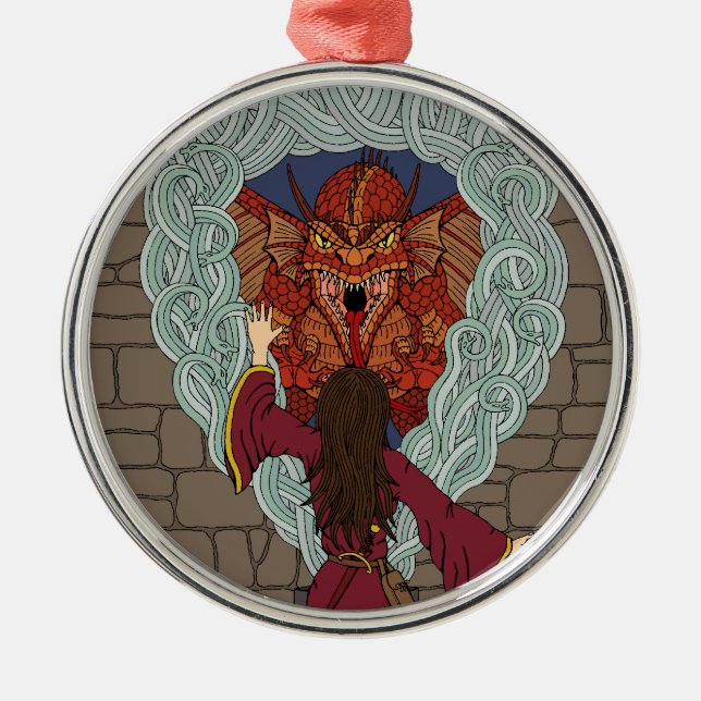 Conjuring the Dragon Metal Ornament (Front)