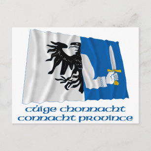 Connacht Province Waving Flag with Name Postcard