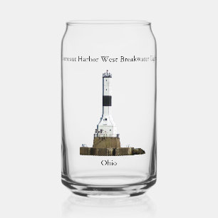 Conneaut Harbor West Breakwater Light can glass
