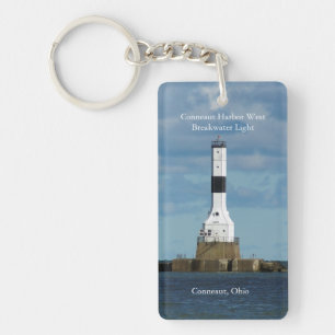 Conneaut Harbour West Bkw Light rectangle key chai Key Ring