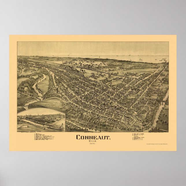Conneaut, OH Panoramic Map - 1896 Poster (Front)