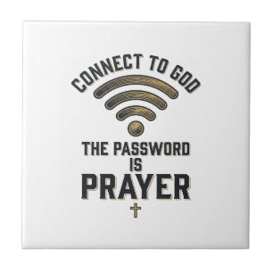 Connect to God Prayer Christian Vector Design_1 Ceramic Tile