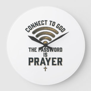 Connect to God Prayer Christian Vector Design_1 Large Clock