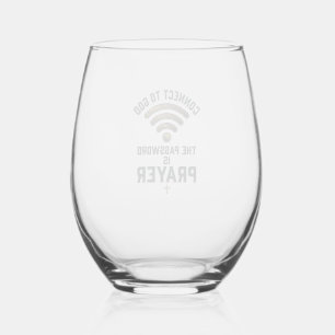 Connect to God Prayer Christian Vector Design_1 Stemless Wine Glass