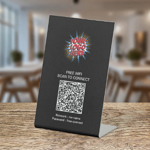 Connect to WIFI QR Code Buisness Logo  Pedestal Sign