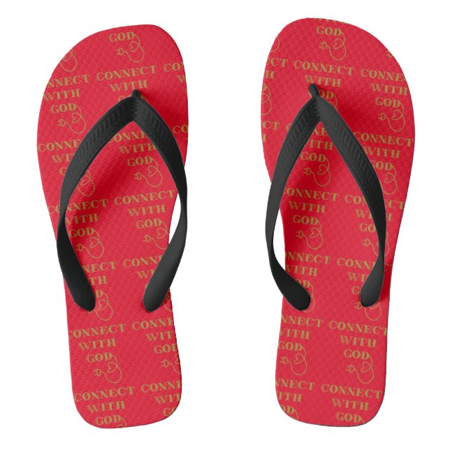 Connect With God Biblical Quote Red Unisex Thongs (Footbed)