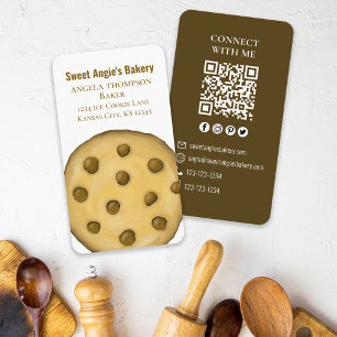 Connect With Me QR Code Simple Bakery Cookie Business Card