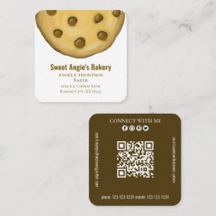 Connect With Me QR Code Simple Bakery Cookie Square Business Card