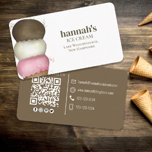 Connect With Me QR Code Simple Ice Cream Cone Business Card