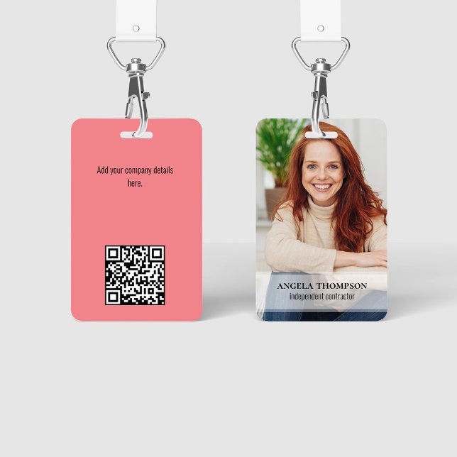 Connect With Me | QR Code Simple Modern Photo ID Badge (Simple photo badges with a full bleed photo template. )