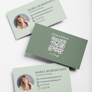 Connect with Me | QR Code Social Media Palm Leaves Business Card