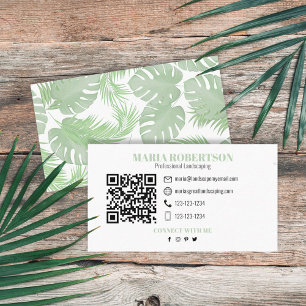 Connect with Me   QR Code Social Media Palm Leaves Business Card