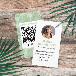 Connect with Me   QR Code Social Media Palm Leaves Business Card