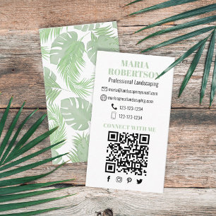 Connect with Me   QR Code Social Media Palm Leaves Business Card