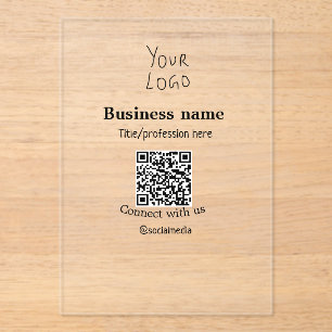 Connect with us business logo QR social media name Acrylic Invitations