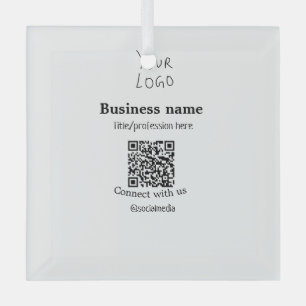 Connect with us business logo QR social media name Glass Tree Decoration