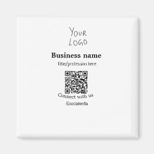 Connect with us business logo QR social media name Magnet