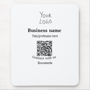 Connect with us business logo QR social media name Mouse Pad