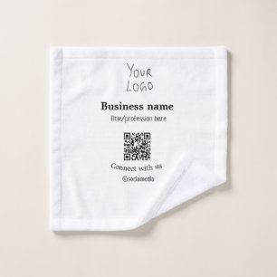 Connect with us business logo QR social media name Wash Cloth