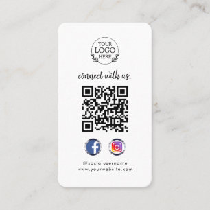 Connect with Us Custom Social Media QR Code Business Card