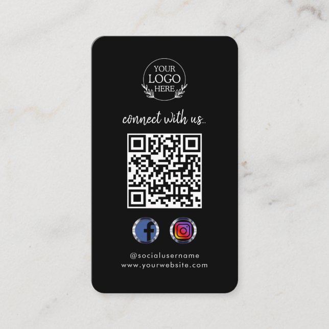 Connect with Us | Custom Social Media QR Code Business Card (Front)