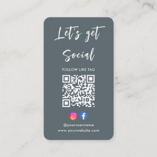 Connect With Us Instagram Facebook Qr Code Grey Business Card