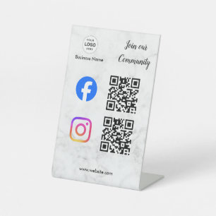 connect with us instagram facebook social media qr pedestal sign