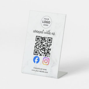 connect with us instagram facebook social media qr pedestal sign