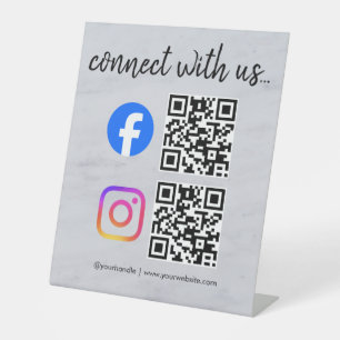 connect with us instagram facebook social media qr pedestal sign