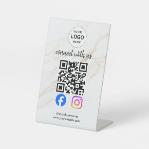 connect with us instagram facebook social media qr pedestal sign