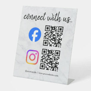connect with us instagram facebook social media qr pedestal sign