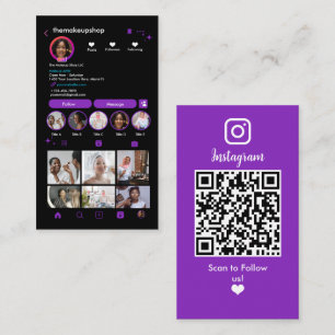 Connect with Us Instagram Purple Social Media Business Card