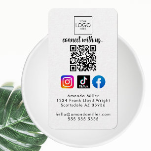 Connect With Us Modern Social Media QR Code Cool Business Card
